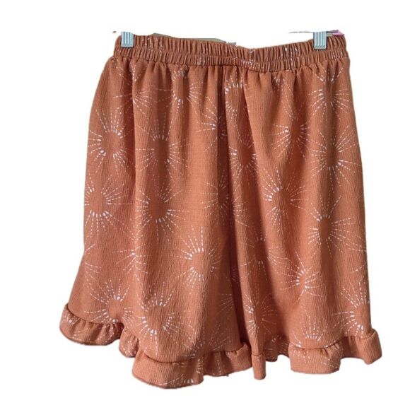 New LuLaRoe Orange Sunburst Pattern Jude-L Shorts - Picture 1 of 4
